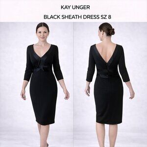 KAY UNGER BLACK SHEATH DRESS SZ 8